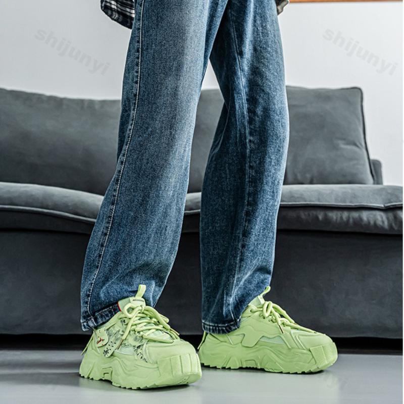 Baskets Plateforme Homme Automne Nouveau Extérieur Antidérapantes Respirantes Chaussures Décontractées Confortables Augmentation de Hauteur à Lacets Chaussures Vulcanisées