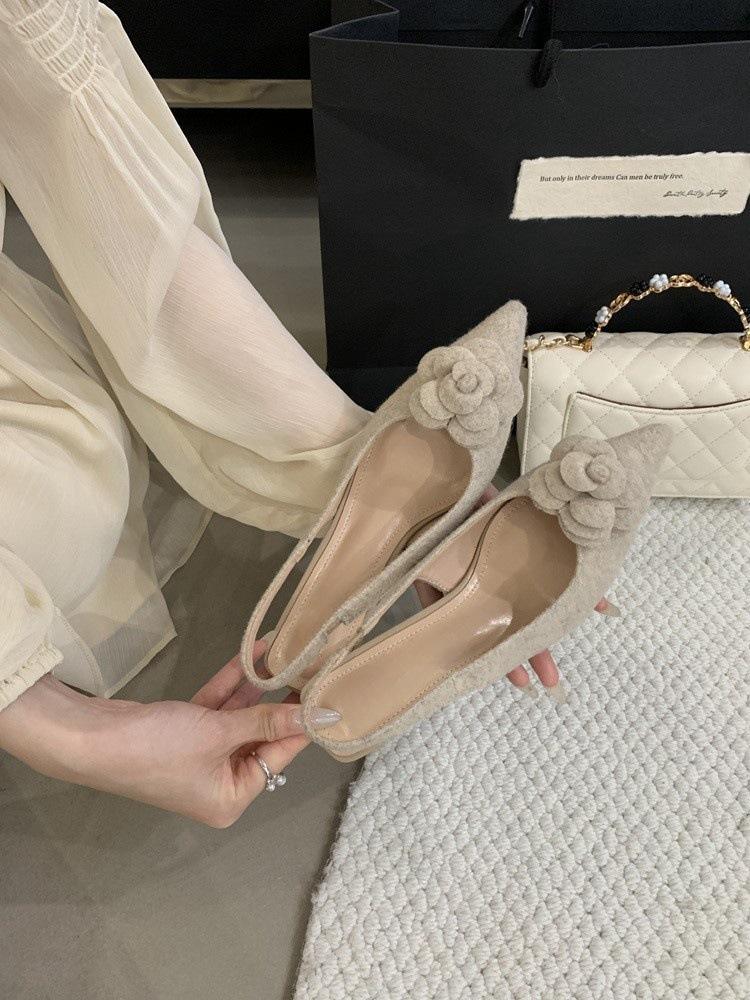 High Heels Bag Head Sandals Fairy Shoes Spring and Summer Pointed Single Shoes