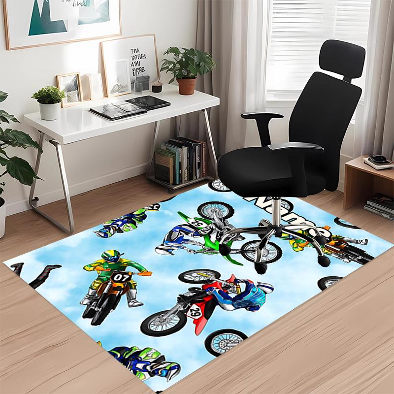 Tappeto Stampato Moto da Fuoristrada con Nome Personalizzato, per Sedia da Ufficio Soggiorno Camera da Letto Cucina Decorazioni Regali.