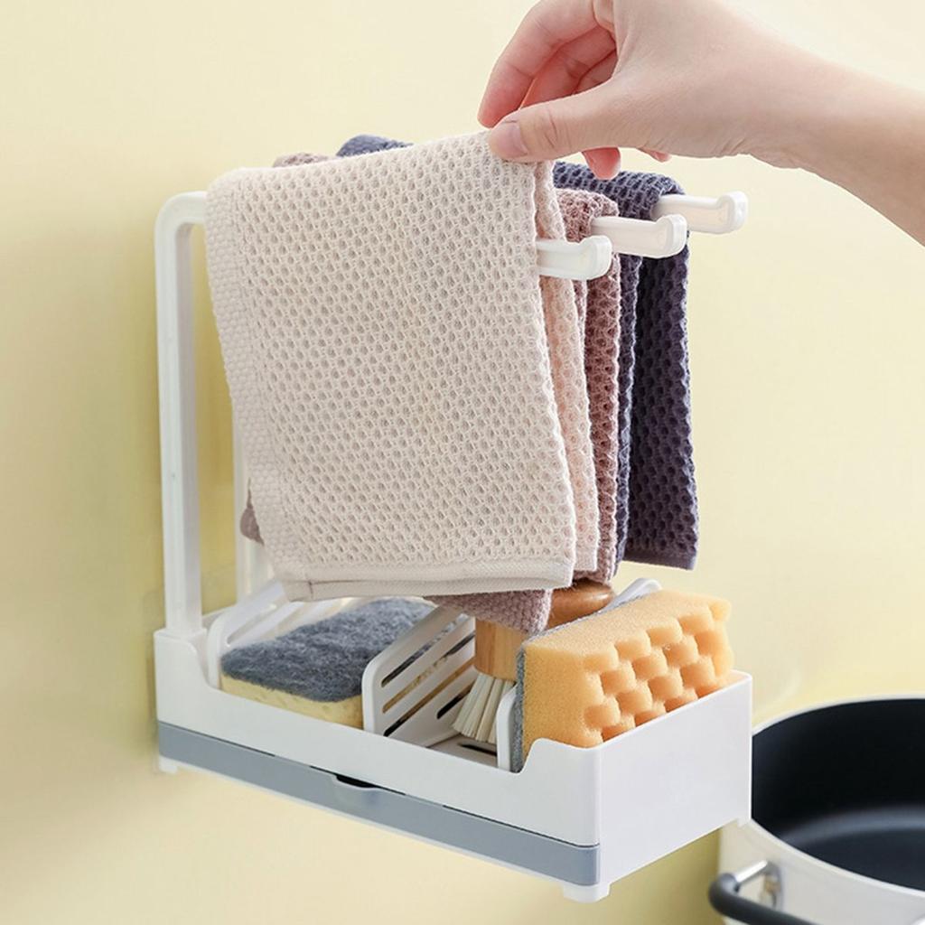 Plastic Kitchen Storage Rack Dishcloth Hanger Cleaning Brush Storage Tool  Space Saving