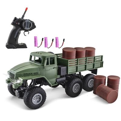 Camion militaire télécommandé 1/16 Véhicule de transport militaire Véhicule tout-terrain 6WD avec lumière LED pour