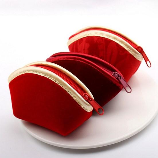 Jewelry Storage Bag Red Velvet Household Supplies Washable Ear Studs Necklace Ring Travel Bag Pretty Storage Washable