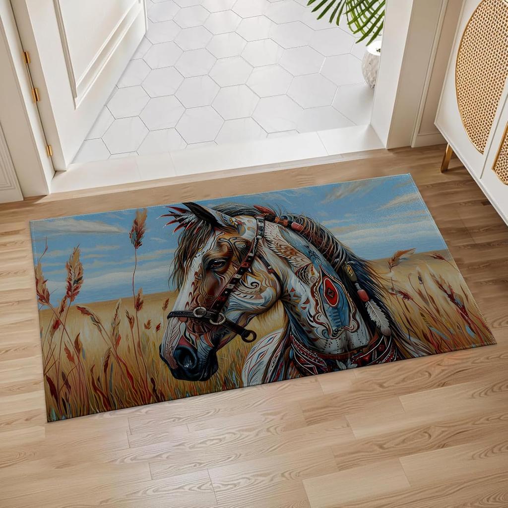 Colorful Owl Indoor Door Mat, Inch, Floor Area Rug for Entryway, Living Room, or Bathroom, Non-Slip Doormat, Animal Owl