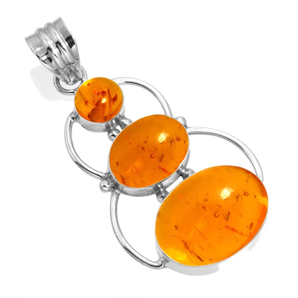 925 Sterling Silver Pendant Women Gemstone Handmade Jewelry Easter Gift Amber Amethyst Black Onyx Carnelian Garnet Quartz Green Onyx Gold Stone