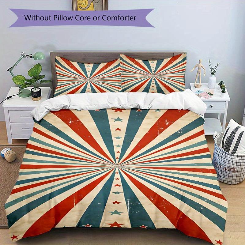 3pcs Stars Stripes Bedding Cover Set, Fashion Classic Popular Print Bedding Set, Soft Comfortable, All Season Use, For Bedroom, Guest Rooma0819178