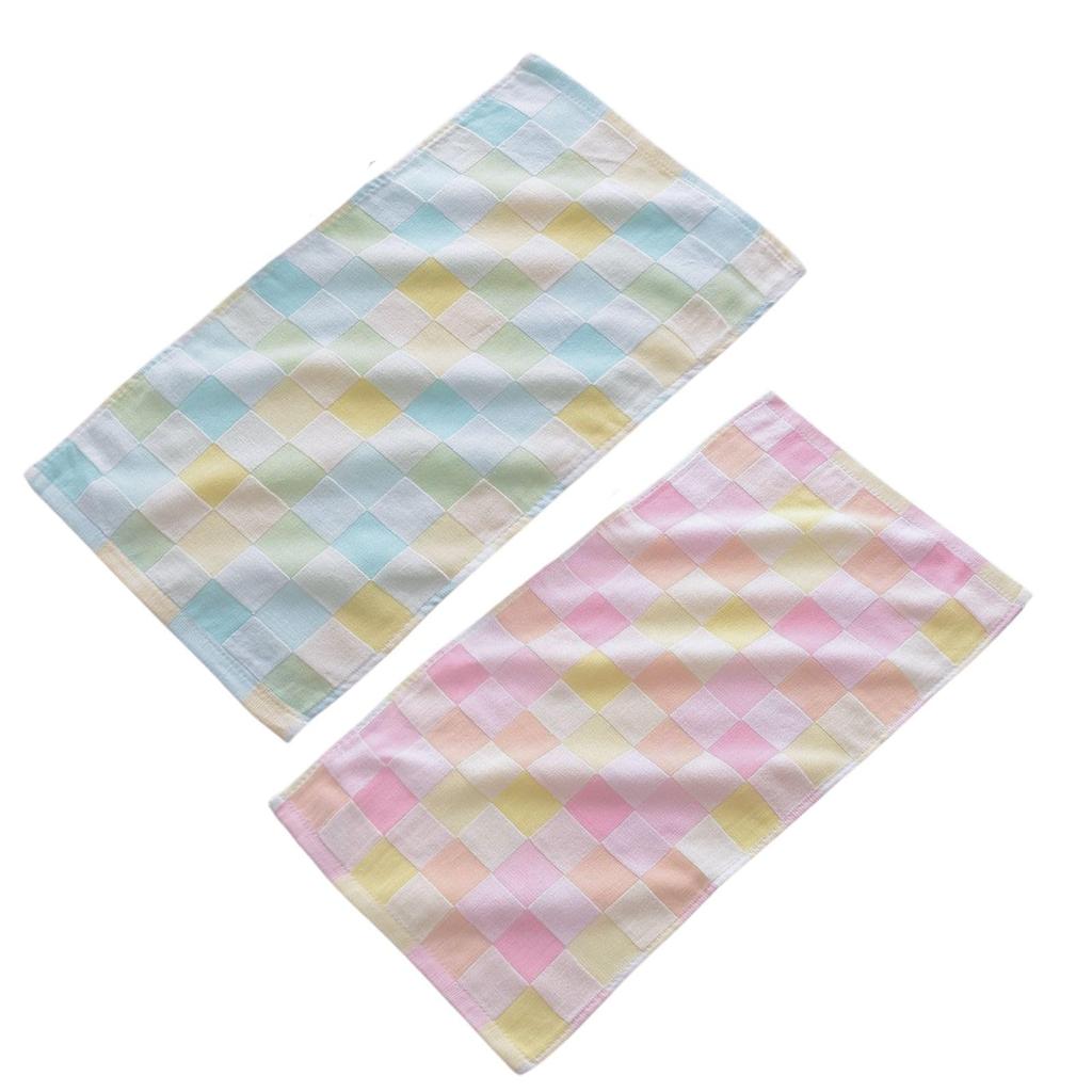 Small Gauze Bath Check Support Towel of 2 Towel, Absorbent, Quick-Drying, 100% Cotton, Compact, 50cm/100cm, Thin, Cute, Non-Shedding, Lightweight,