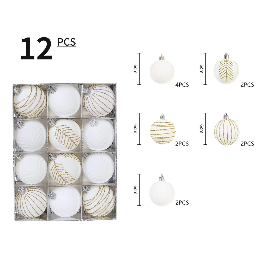 12PCS Christmas Decorations 6cm Boxed Electroplated Flocked Christmas Ball Set Christmas Tree Pendants