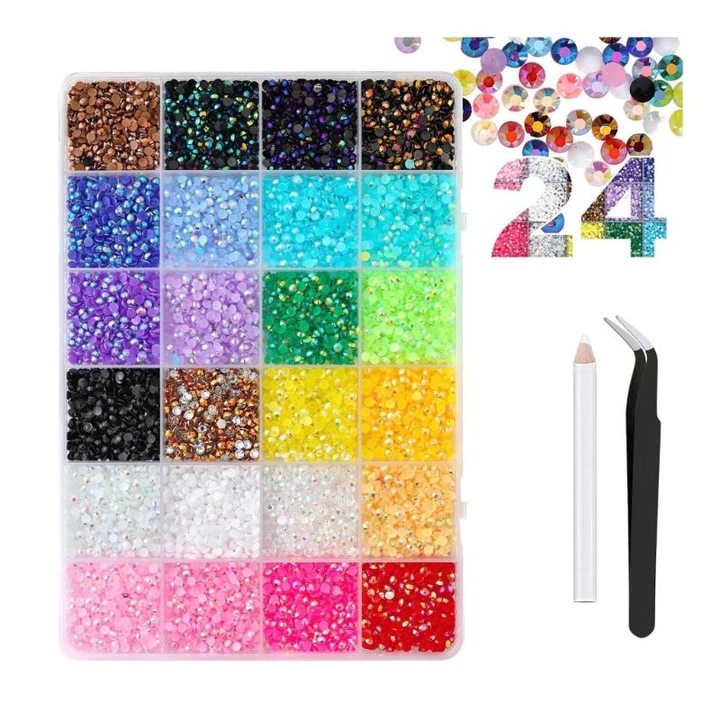 Resin AB Glittering Flat Back Rhinestones For Nail Art In 3mm 4mm 5mm 6mm Sizes With Jelly Color Option 10000pills/Box
