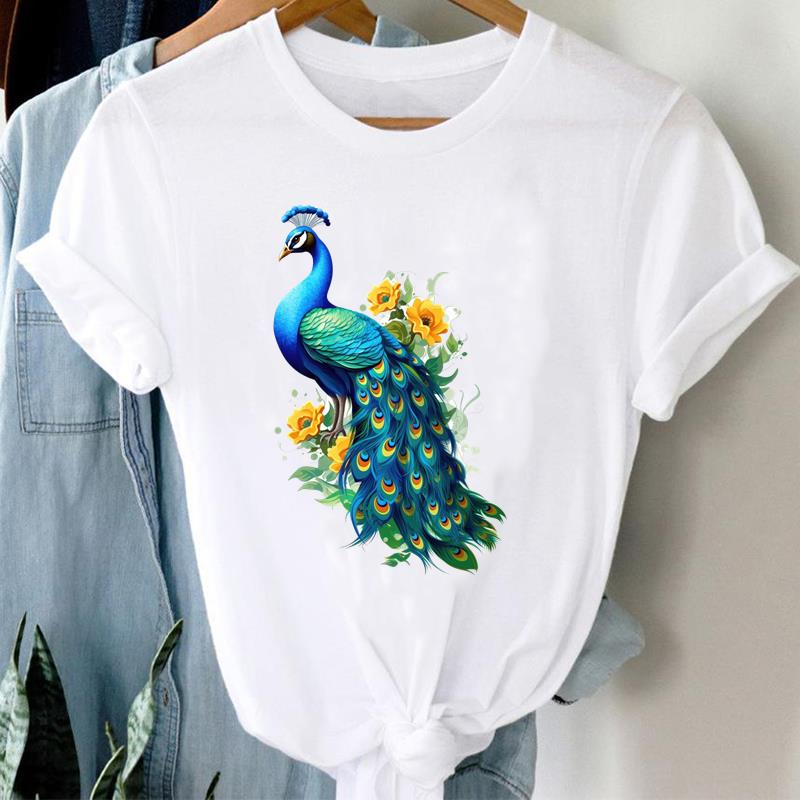 (Asian Size)  flower love heart Short Sleeve T Shirt Women Tee Top Clothing Casual Fashion Print Lady Female Graphic T-shirts