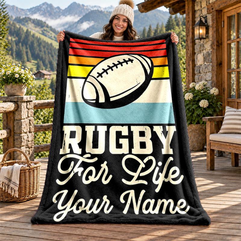 England rugby Custom Name Flannel Blanket Personalized Soft Warm Plush Throw Blanket Customized Gift for Family Friends