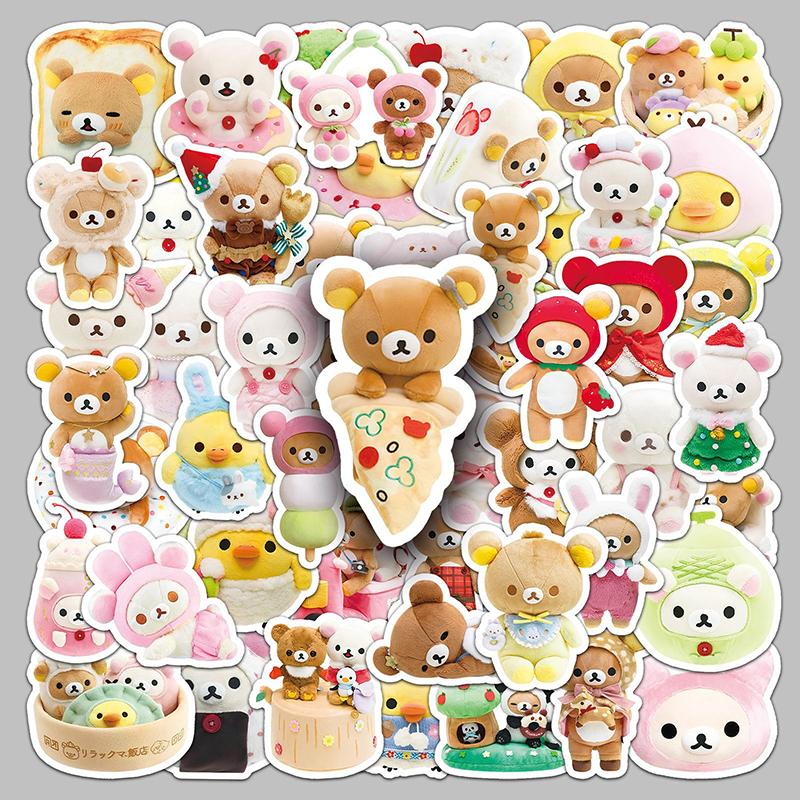 54Pcs 3D Rilakkuma Waterproof Stickers Desktop Decoration Notebook Phone Case Diy Cartoon Animal Decals Kid Toy