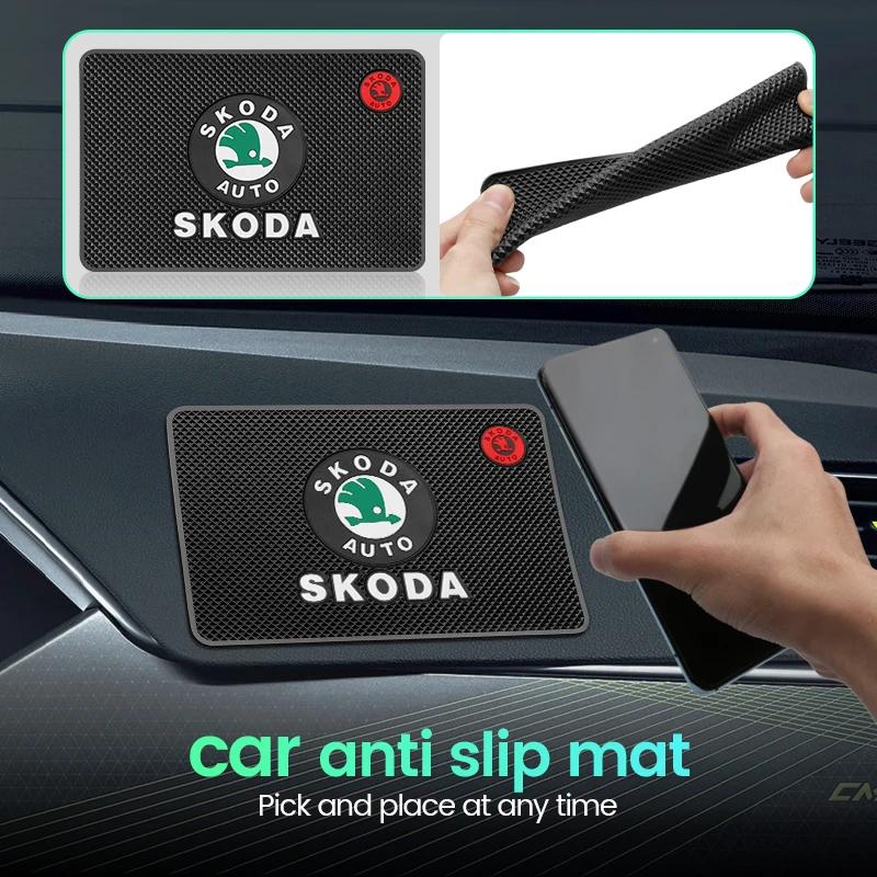 KJGK5 1Pcs Phone Holder Anti-skid Pad Car Dashboard Silicone Non Slip Mat for Skoda Octavia Kodiaq Fabia Rapid Superb A5 A7 2 Kamiq