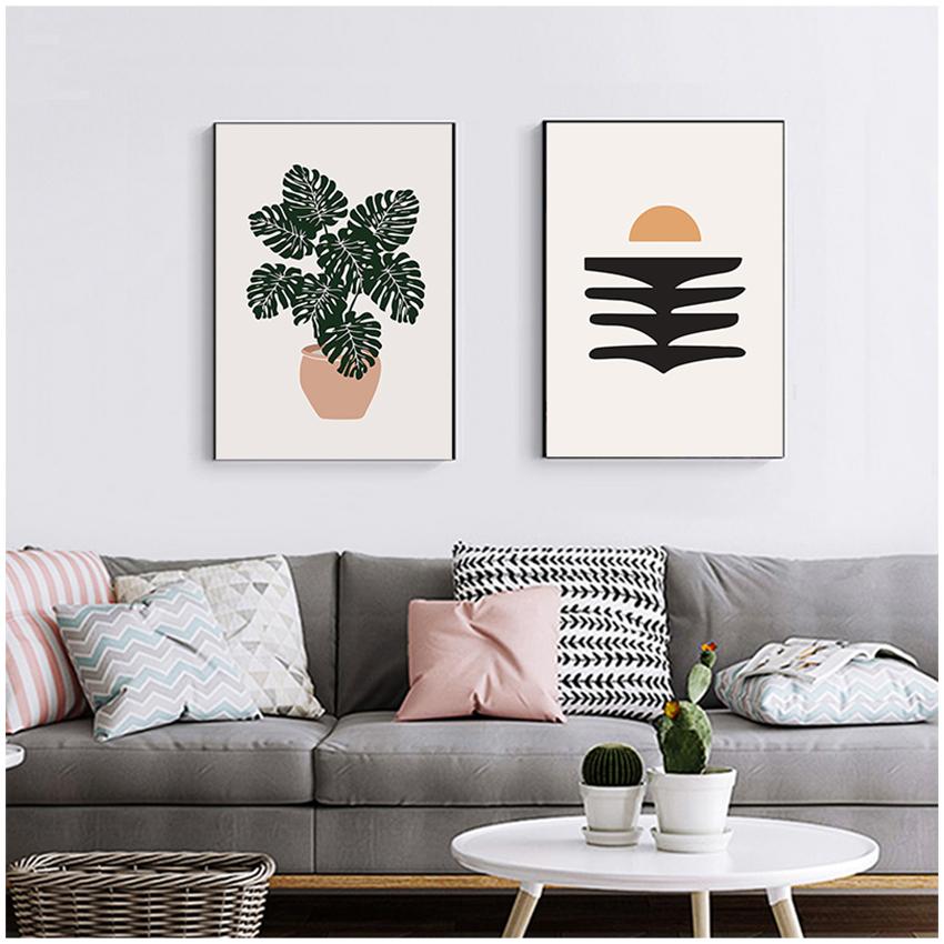 Posters And Prints Wall Pictures For Living Room Decor Abstract Girl Plant Leaf Vintage Poster Wall Art Canvas Painting Nordic