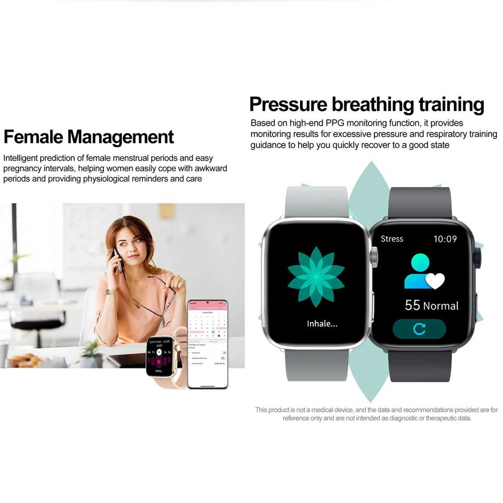 1.85-inch AMOLED Screen Smart Watch Women Bluetooth Call NFC Heart Rate Blood Pressure Blood oxygen Lady Sleep Smartwatches 2026