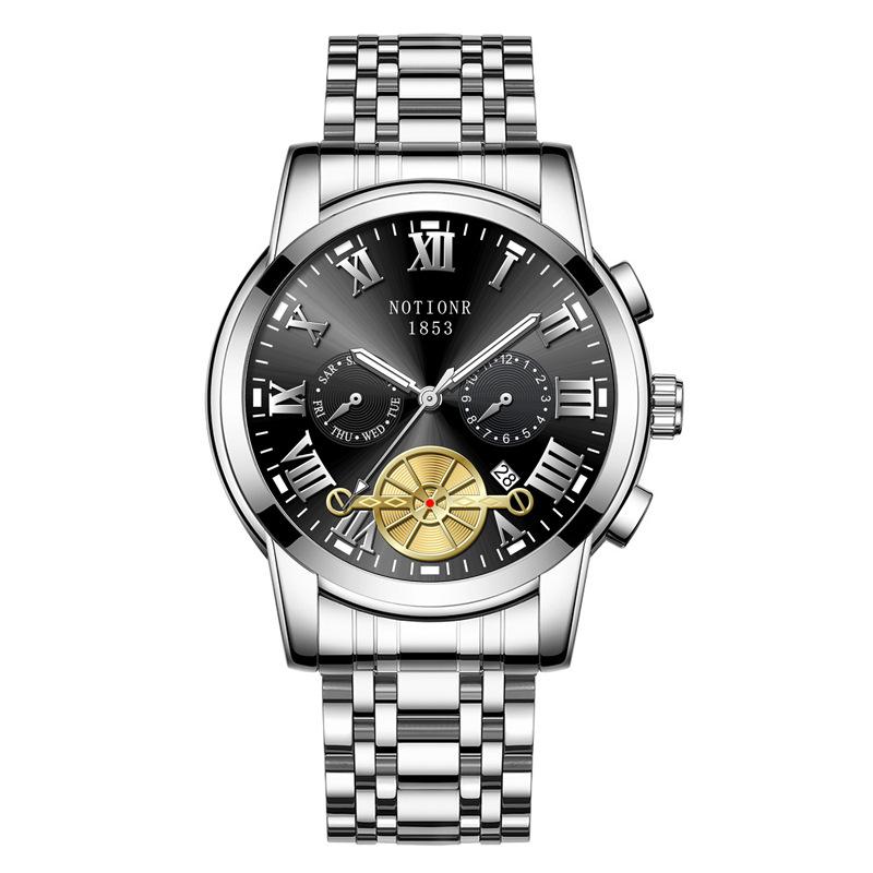 Orologio da Uomo Tourbillon alla Moda Orologio al Quarzo Moda Business Sport Orologio da Uomo Orologio in Acciaio Inossidabile Orologio da Uomo con Cinturino in Acciaio
