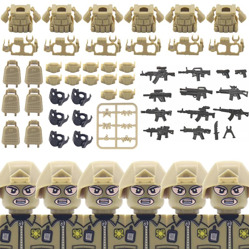 City SWAT Ghost Commando Figures Building Blocks Modern Police Special Forces UN Army Soldier Military Weapone Bricks Toys