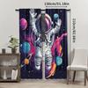 2pcs Astronaut Space Themed Curtains, Contemporary Semi-Sheer Polyester Drapes, Rod Pocket Hanging, Machine Washable, All-Season