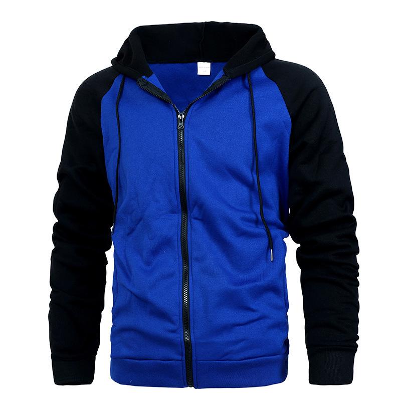 2024 Men's Color Block Raglan Sleeve Hoodie: Autumn/Winter European & American Fashion Casual Sports Top