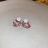 Silver Needle Diamond Pearl Purple Earrings French Retro Niche Design Earrings Light Luxury Premium Earrings