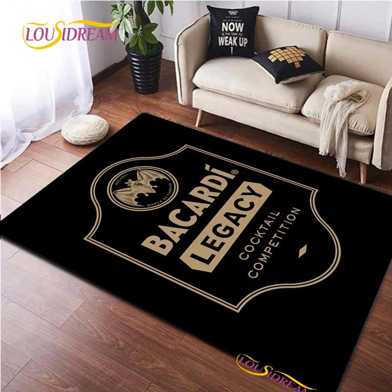 Bacardi Rum Logo Kreative Bereichsteppiche, Teppich für Wohnzimmer Schlafzimmer Heimdeko, Kinder Küche Badezimmer Rutschfeste Fußmatte Alfombra