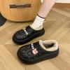 Fashion Comwarm Winter Fluffy Slippers For Women Waterproof Concise Cotton Slides Plush Lining Slides Furry Warm Cozy Women's Slippers
