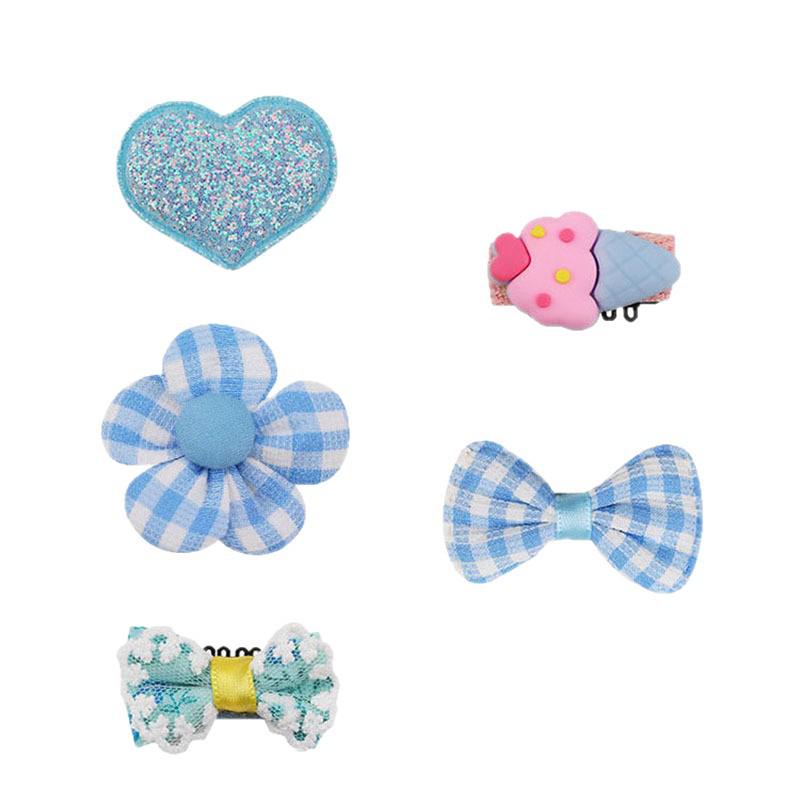 Sladký a roztomilý set kreslených sponek do vlasů s květinami pro děti – Šetrné k vlasům, umělecké sponky do vlasů na bok