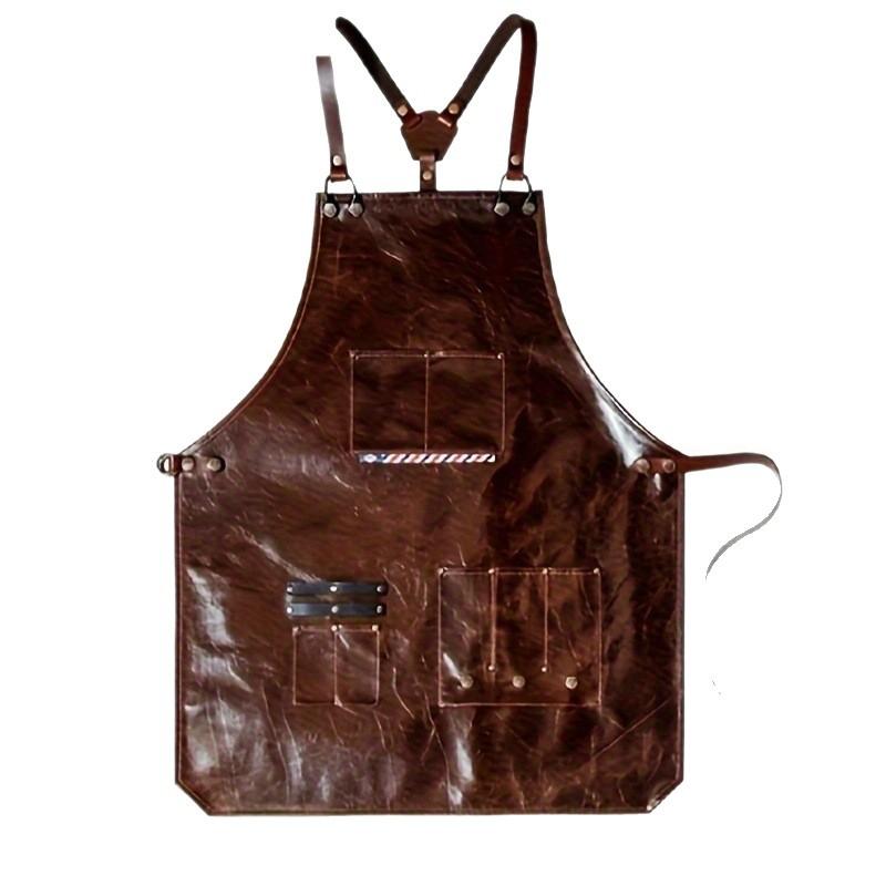 Leder-Schürze, Taille Wasserdicht und Ölbeständig Retro Europäische und Amerikanische Barista-Schürze