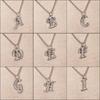 Shiny Rhinestone A-Z Letters Necklace Alphabet Initial Pendant Women Men English Letter Trendy Jewelry Gift