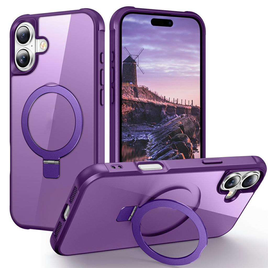 For iPhone 17 Case Compatible with MagSafe Ring Holder Kickstand TPU + PC Phone Cover