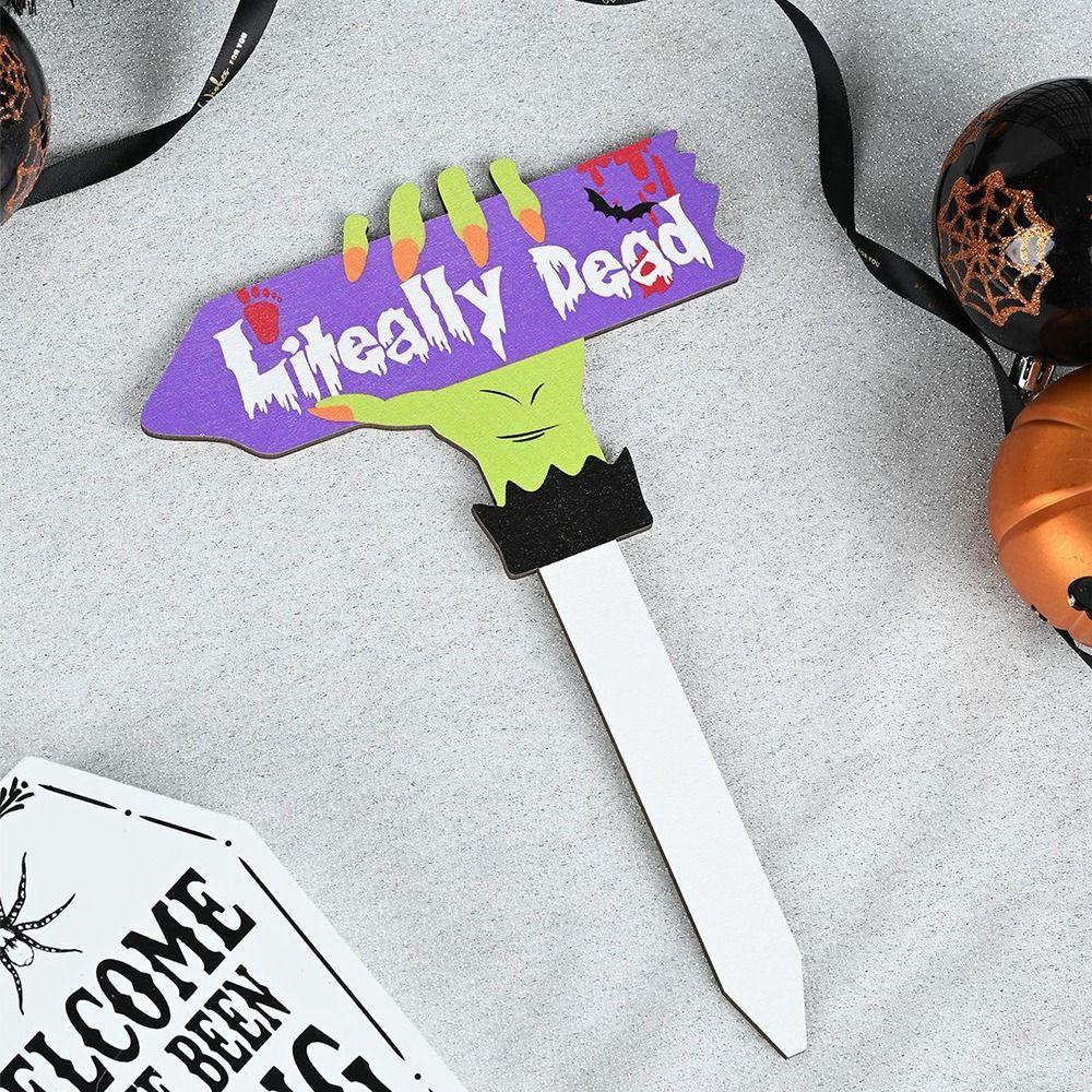 Lightweight Garden Wooden Signs Creative Garden Lawn Stakes Halloween Yard Sign  Outdoor Decor