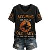 Women's Fit Halloween Print V-Neck Short Sleeve T-Shirt for Casual Wear
