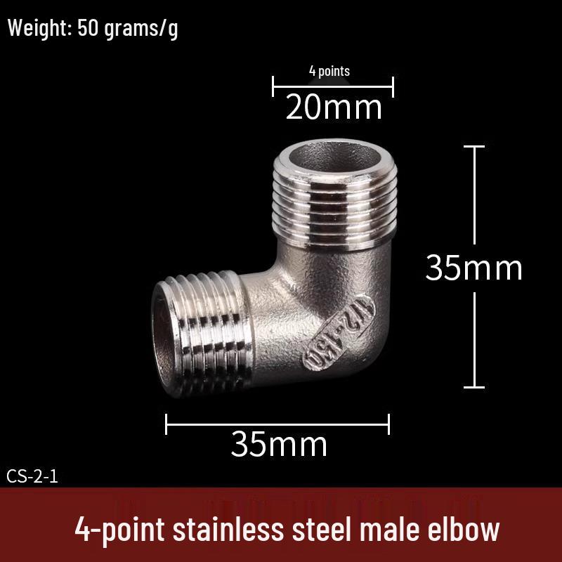 304 Stainless Steel Tee Elbow Water Pipe Fittings with Male/Female Threads