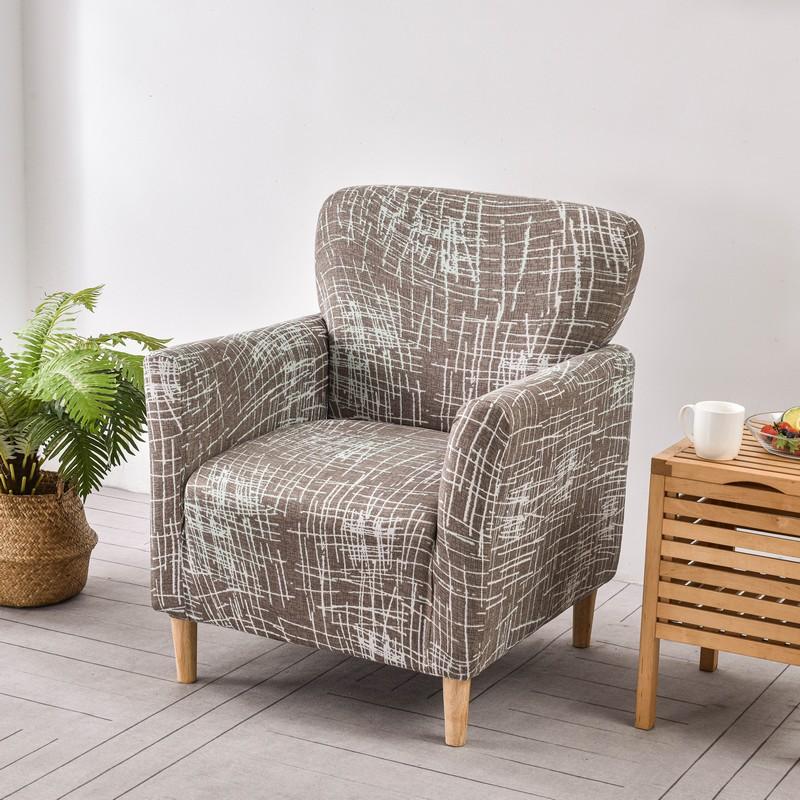 Printed Tub Club Chair Slipcovers Elastic All-inclusive Armchair Cover Universal Single Sofa Covers for Bar Bedroom Club Decor Q17134QQ-