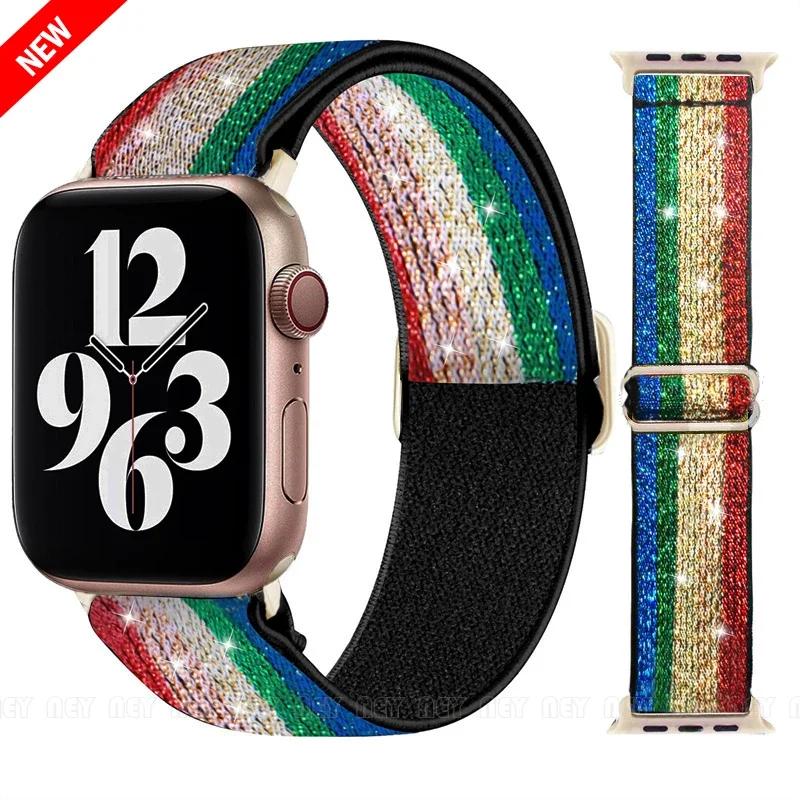Elastyczny Nylonowy Pasek do Apple Watch ultra 2 49mm Seria 9/8/7 41mm 45mm38/42-40mm/44mm Boho Bransoletka iWatch 6 5 4 3 Se Pasek