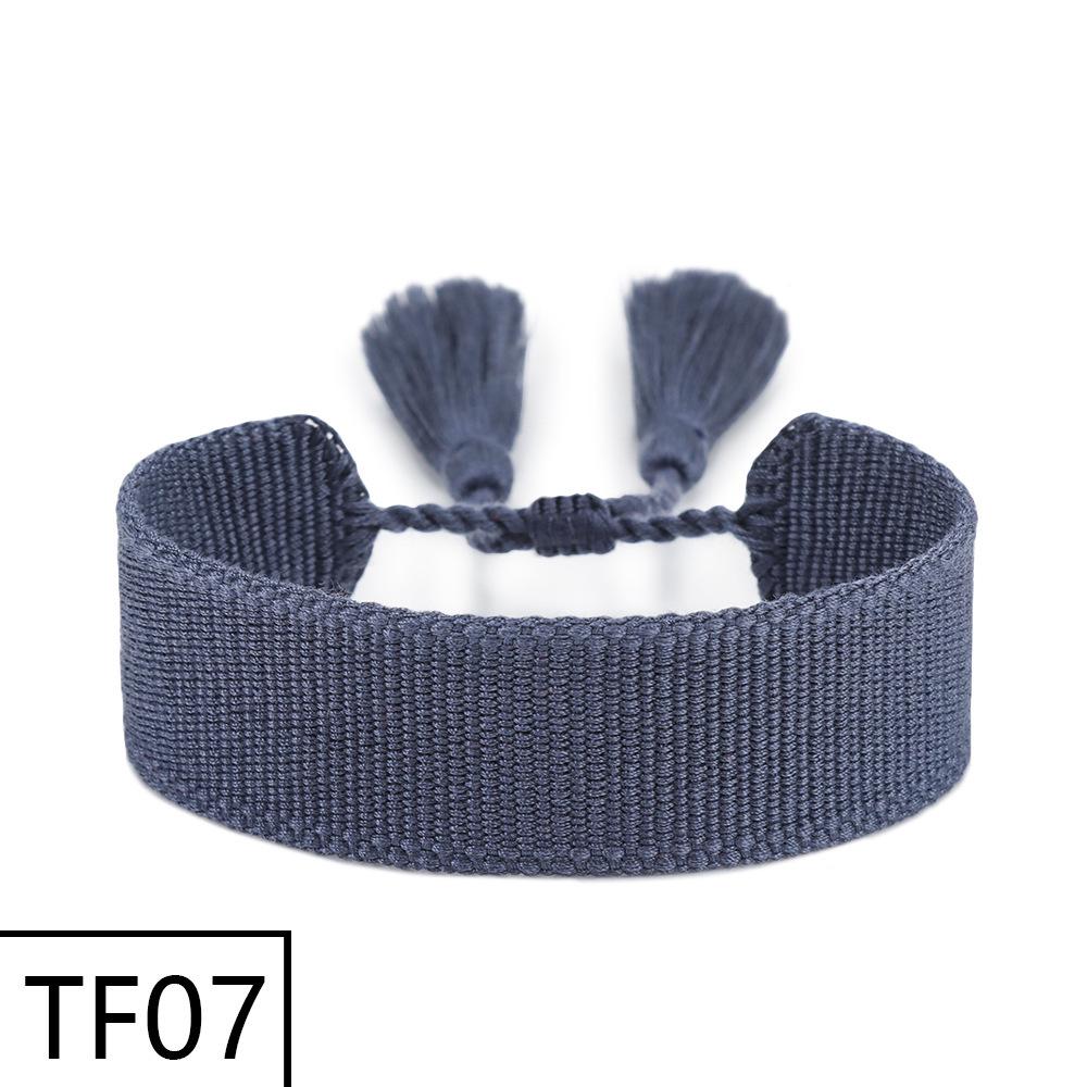 Adjustable European & American Fashion Embroidered Polyester-Cotton Tassel Bracelet with Customizable Logo