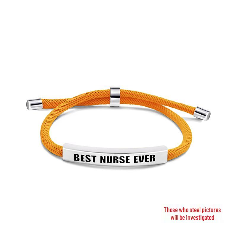 Multi-Color Engraved Stainless Steel Rope Bracelet: Nurse's Day Commemorative Christmas Gift