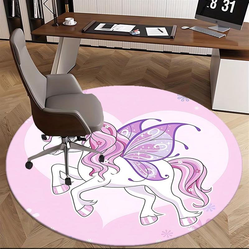 Unicorn Chair Mat - Round Carpet for Home Decor, Office Use, Living Room