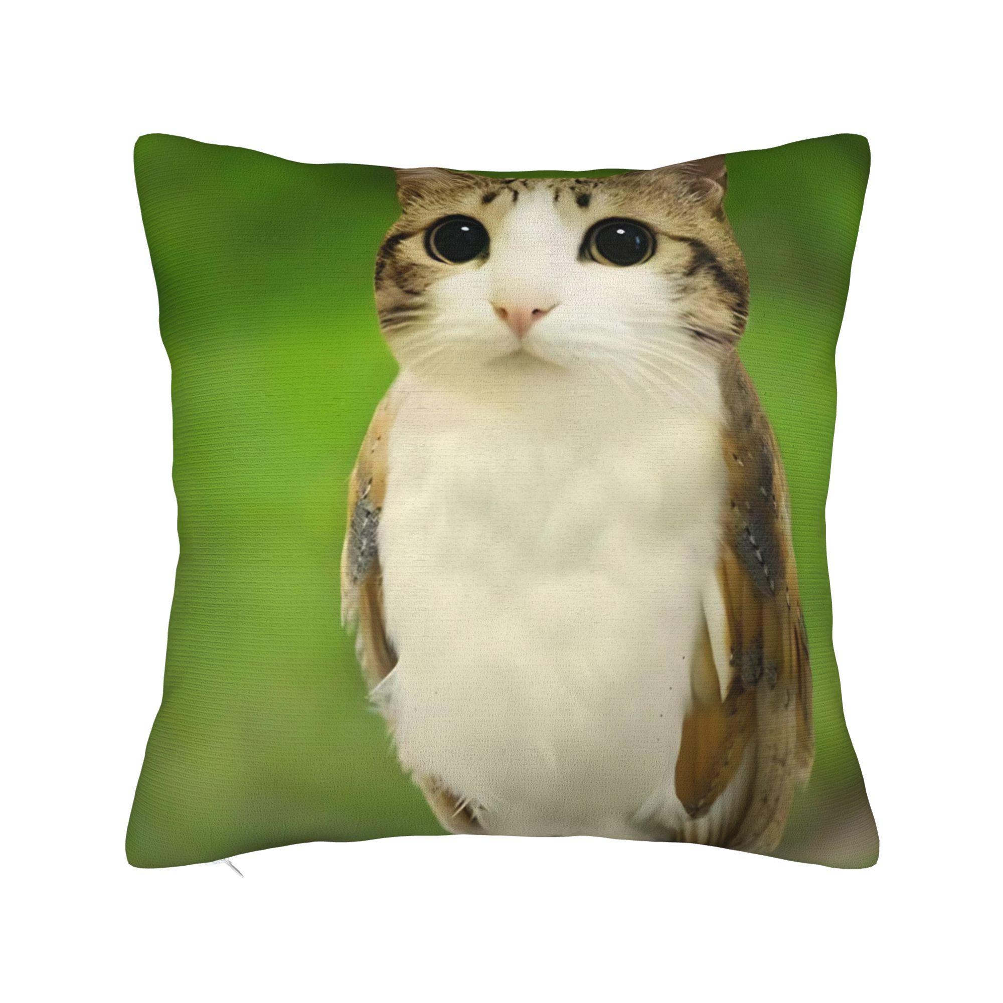 

Декоративна наволочка Meowl Кіт Сова Мем Продукт Диван Подушка для дивана Чохол Квадратний стиль Багаторозмірний 16x16Inch