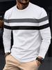 Plus Size Men's Color Block Crew Neck Long Sleeve Base Layer Pullover for Autumn & Winter