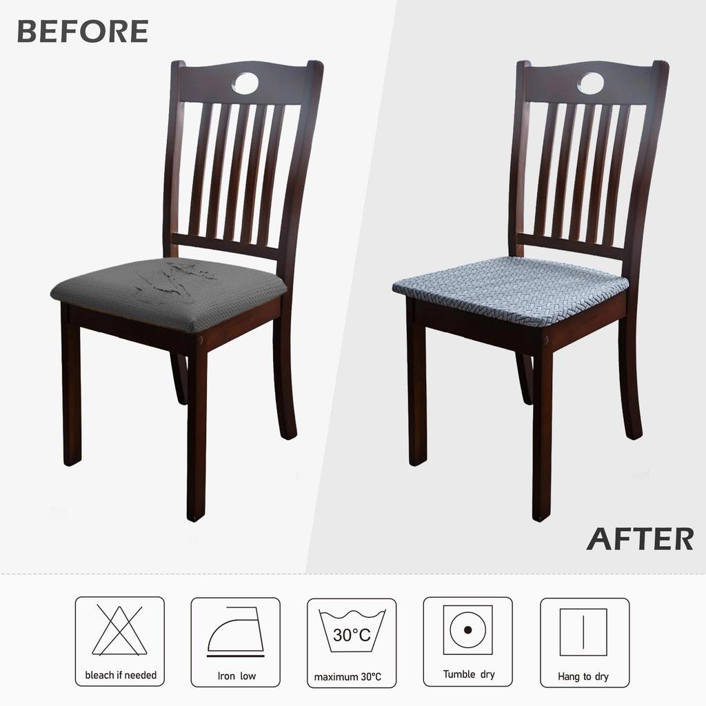 Jacquard Stretch Chair Seat Covers Removable Solid-color Chair Seat Cushion Cover Soft Chair Slipcovers For Dining Room Banquet