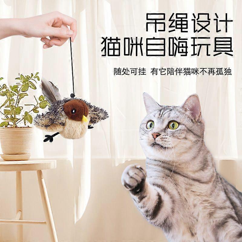 Simulation Spatz Geräusch Flügel Ventilator Aufladbar Katze Haustierbedarf Plüschtier