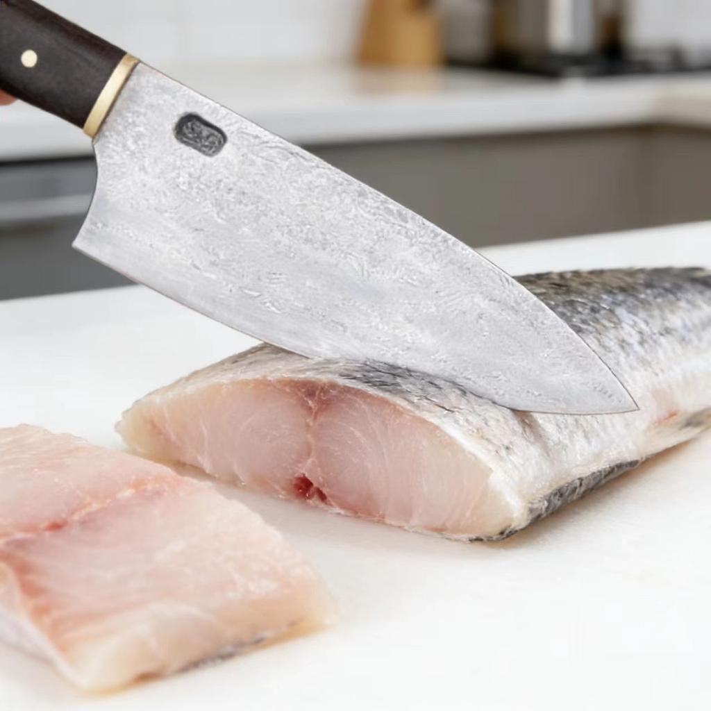 8.3 Inch Deba Knife Double-edged Blade Handmade Damascus Steel Chef Chopper Fish Cleaver Kitchen Knives Meat And Poultry Tools