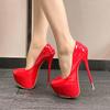 Fashion Women Super High Heel Shoes Sexy Platform Patent Leather Stiletto Shallow Pumps Shoes Nightclub Party Dress 16cm Heels for Women