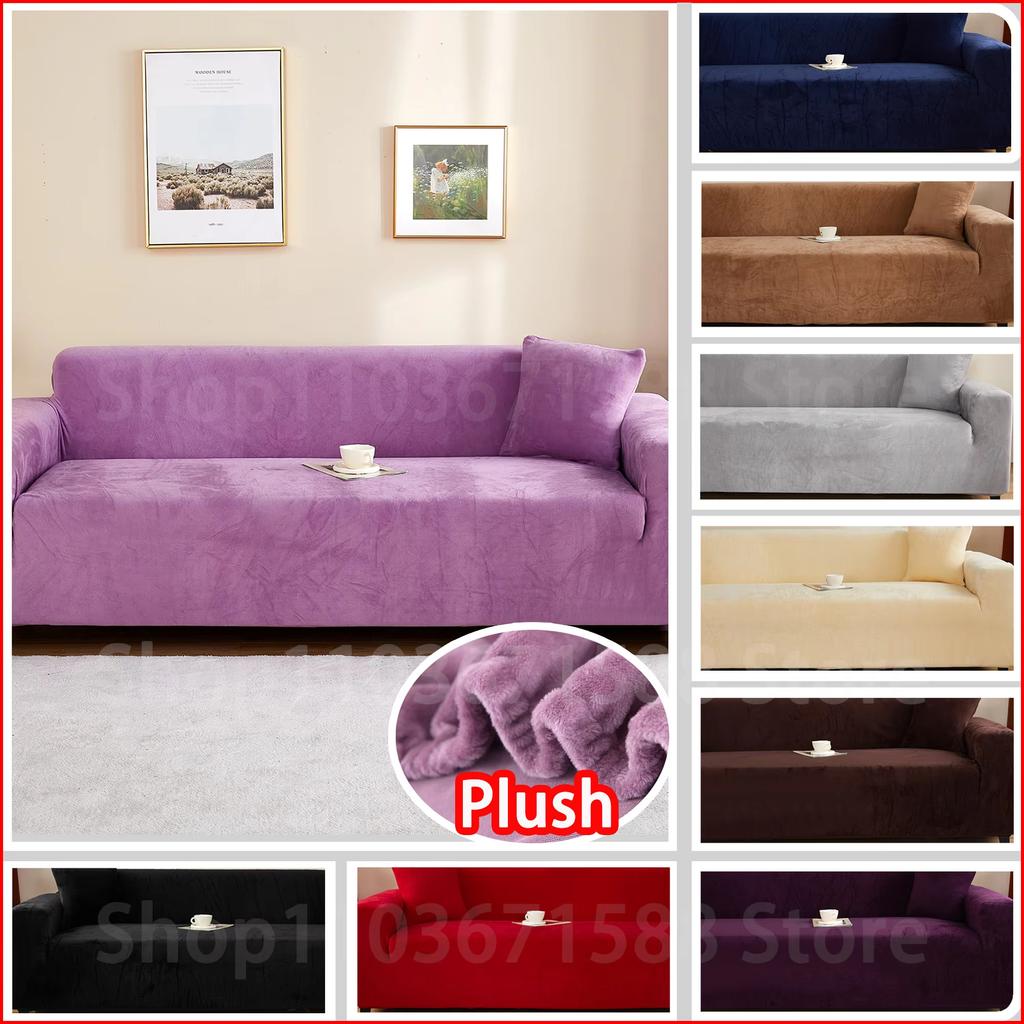 1pc Plush Sofa Cover Winter Warm Thick Plush Soft Sofa Slipcover Non-slip Sofa Couch Cover Furniture Protector for Living Room
