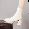 Fashion Luxury Zipper Autumn High-heeled Women Shoes Heel Hot Selling Designer Ankle Boots Square-toed Women's Fashion Chelsea Boot 40