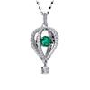Popular Unique Design Women's 925 Silver Cultivated Emerald 0.52CT Platinum Plated O-Chain Hot Air Balloon Geometry Necklace