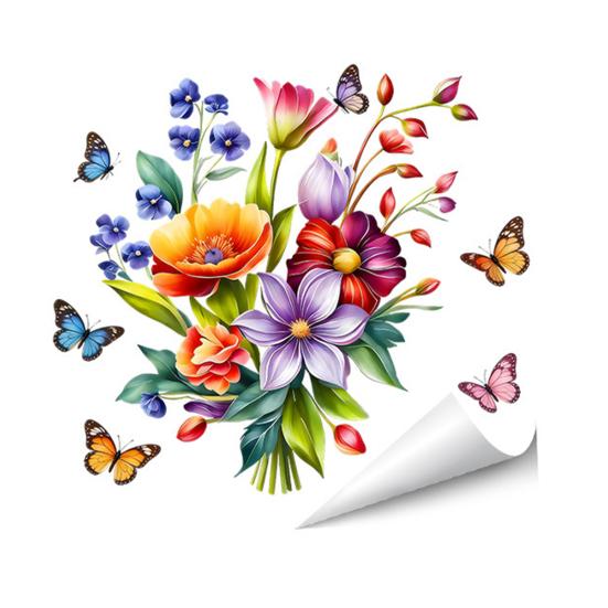 Flower Wall Stickers Peel And Stick Self-Adhesive Floral Decal for Walls Cabinets Refrigerators Bedroom Bathroom Kitchen Decor