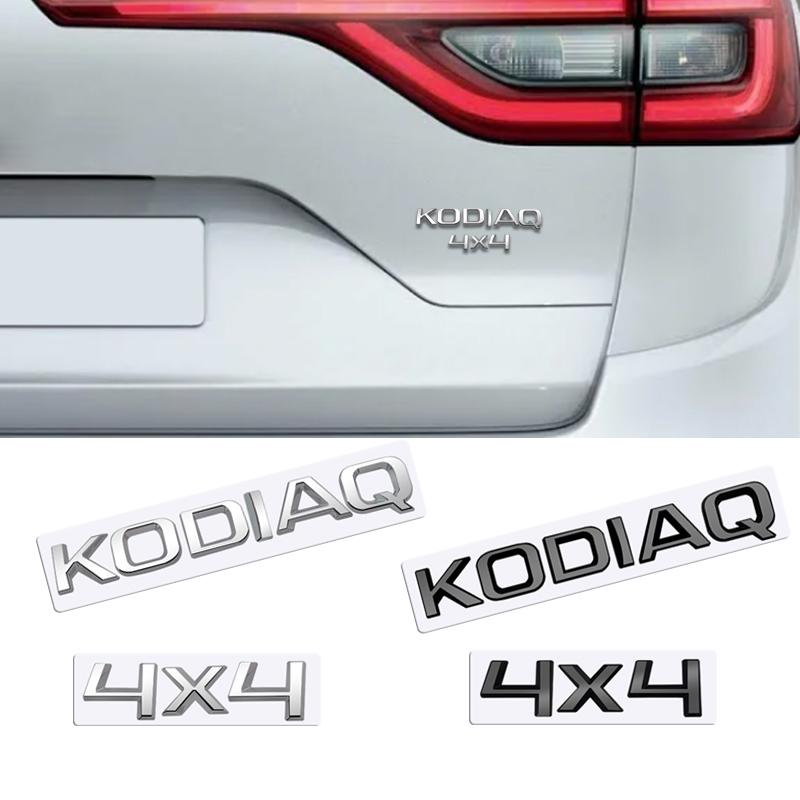 JBIW9 MetaL 3D Badge Logo Car Rear Trunk Body Sticker Letter Emblem For Skoda KODIAQ 4X4 Accessories Glossy Black Matte black