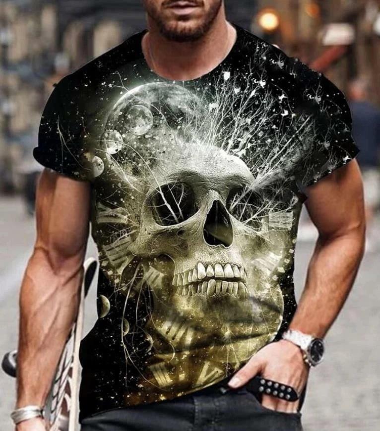 

Skull skull 3D streetwear T-shirt costumes polyester black New 2XL