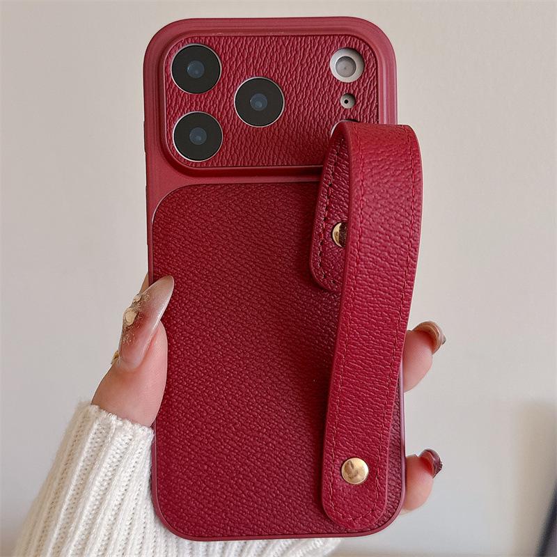 

Кожаный ремешок на запястье с 17 текстурами для iPhone 17 Pro Max, Совместим с моделями 14-16. iPhone 16 Pro Max красный